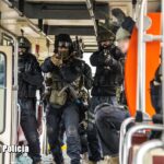 Antyterroryści na terenie MZK Radio Zachód - Lubuskie