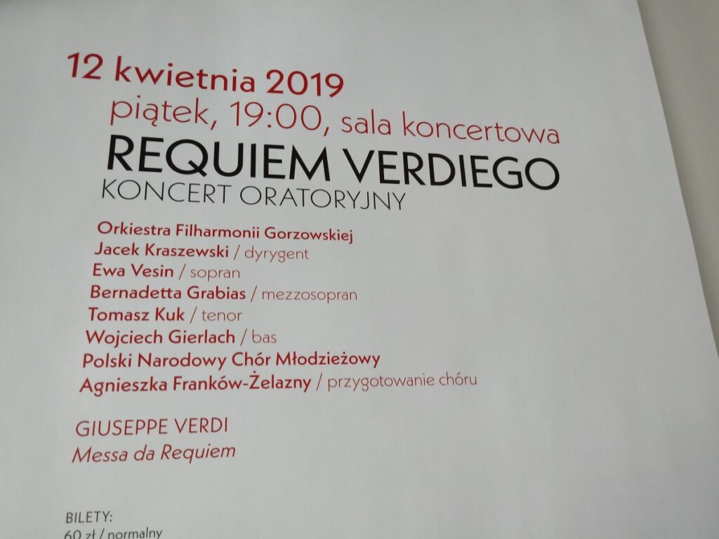 „Requiem Verdiego” w Filharmonii Gorzowskiej Radio Zachód - Lubuskie