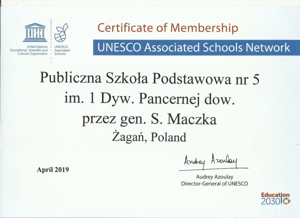 Szkoła z certyfikatem UNESCO Szkoła z certyfikatem UNESCO Radio Zachód - Lubuskie
