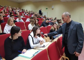 Na zdj. dr Marek Kuczyński, konferencja językowa 05.11.2019, fot. Łukasz Brodzik