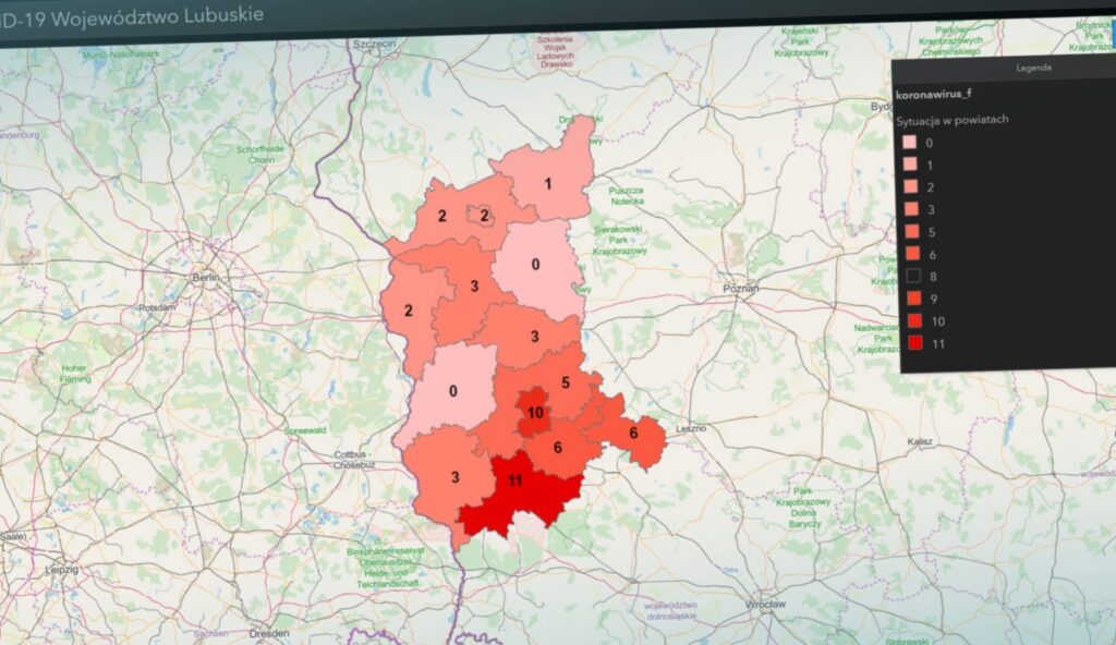 LUW: Interaktywna mapa zakażeń w Lubuskiem Radio Zachód - Lubuskie