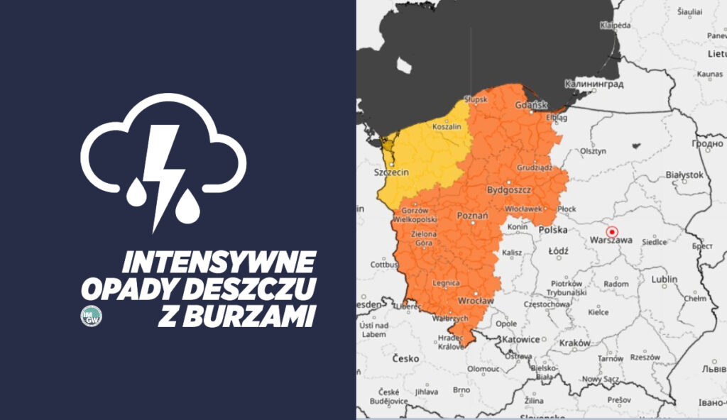 Ostrzeżenie o silnych opadach deszczu z burzami