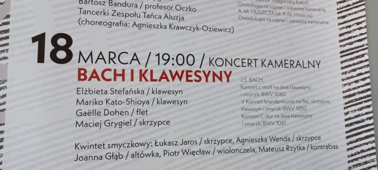 Bach i klawesyny - koncert w Filharmonii Gorzowskiej