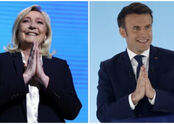 Emmanuel Macron. Fot. PAP/EPA/YOAN VALAT. Marine Le Pen. Fot. PAP/EPA/IAN LANGSDON
