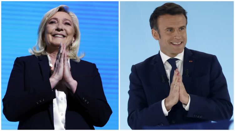 Emmanuel Macron. Fot. PAP/EPA/YOAN VALAT. Marine Le Pen. Fot. PAP/EPA/IAN LANGSDON