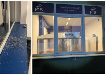 Podejrzany o wybicie szyby w biurze poselskim szefa MON zatrzymany przez policję. Fot. Rafał Bochenek