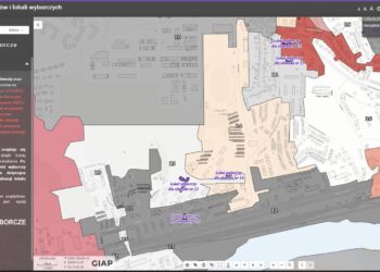 Mapa z oznaczeniem lokali wyborczych na miejskim geoportalu Radio Zachód - Lubuskie