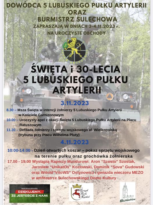 Święto i 30-lecie 5. Lubuskiego Pułku Artylerii w Sulechowie Radio Zachód - Lubuskie