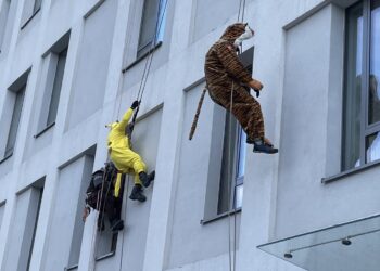 Alpiniści na dachu Szpitala Uniwersyteckiego [ZDJĘCIA] Radio Zachód - Lubuskie