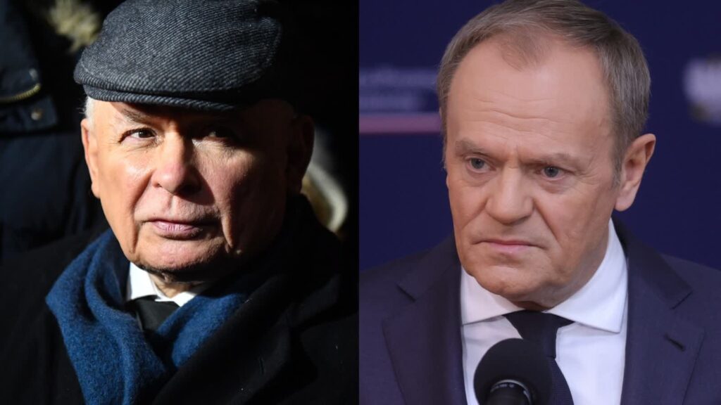 Premier Donald Tusk, fot. PAP/Rafał Guz; Prezes PiS Jarosław Kaczyński, fot. PAP/Piotr Nowak