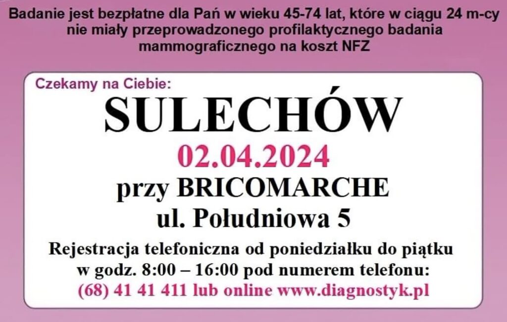 Sulechowianki mogą skorzystać z darmowego badania w mammobusie Radio Zachód - Lubuskie