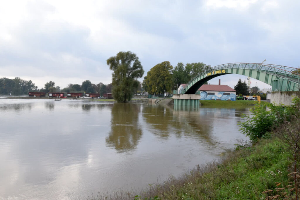 Przekroczony stan ostrzegawczy na Odrze w Nowej Soli 1 Odra w Nowej Soli