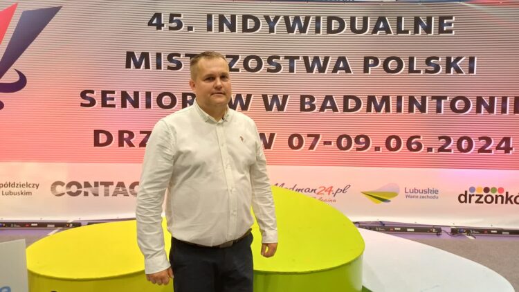 Robert Aleksandrowicz z SKB Badminton4all Sulęcin - główny organizator 45. Mistrzostw Polski w badmintonie (fot. Jakub Lesiński)