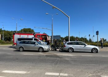 Zderzenie motocykla z BMW na Rondzie Santockim Radio Zachód - Lubuskie