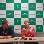 Rzecznik Prasowy Polskiego Związku Tenisowego Tomasz Dobiecki oraz Maks Kaśnikowski (fot. Jakub Lesiński)