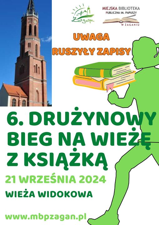 Żagań zaprasza na bieg na wieżę z książką Radio Zachód - Lubuskie