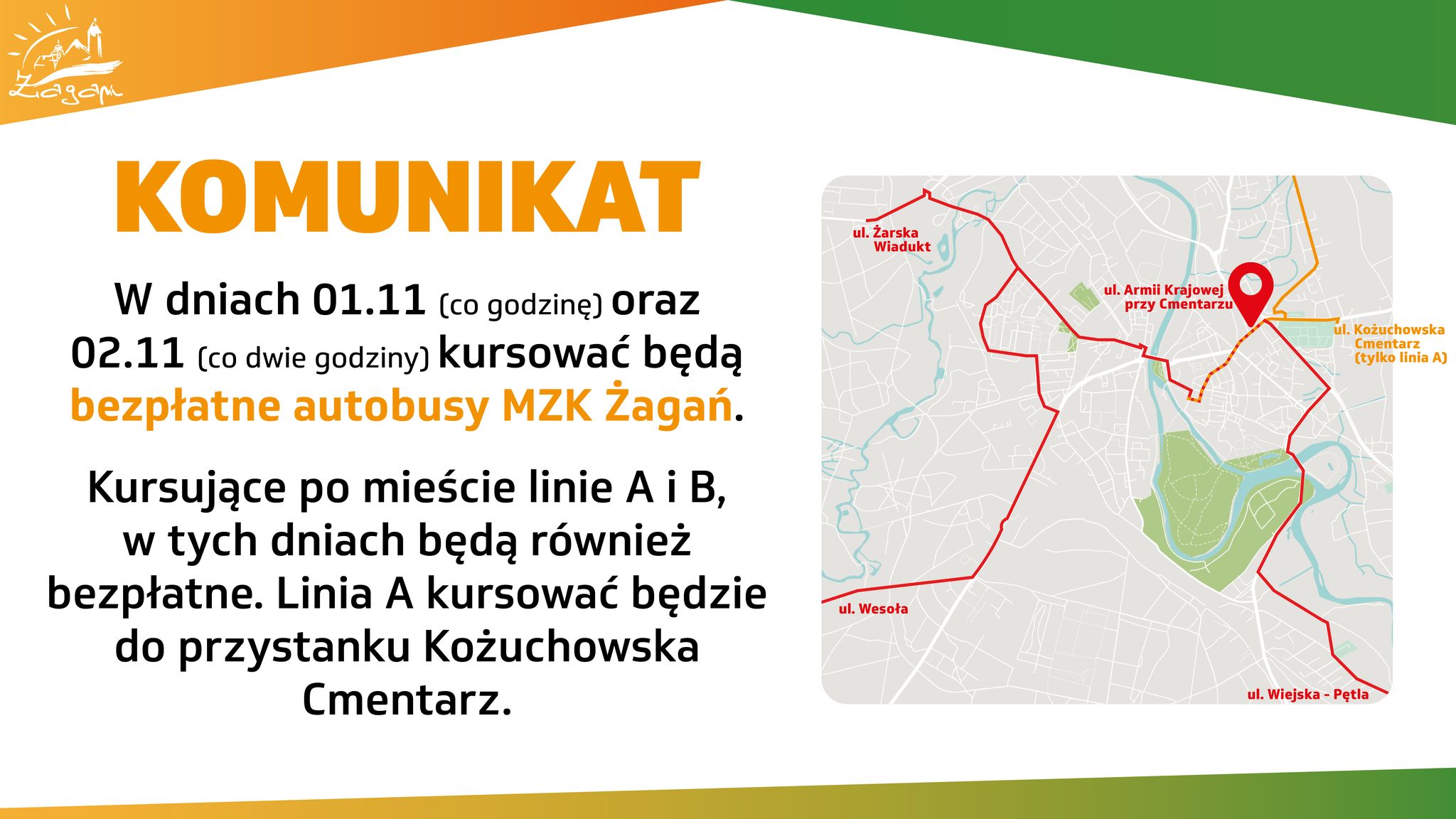 Bezpłatna komunikacja miejska na cmentarz komunalny w Żaganiu Radio Zachód - Lubuskie