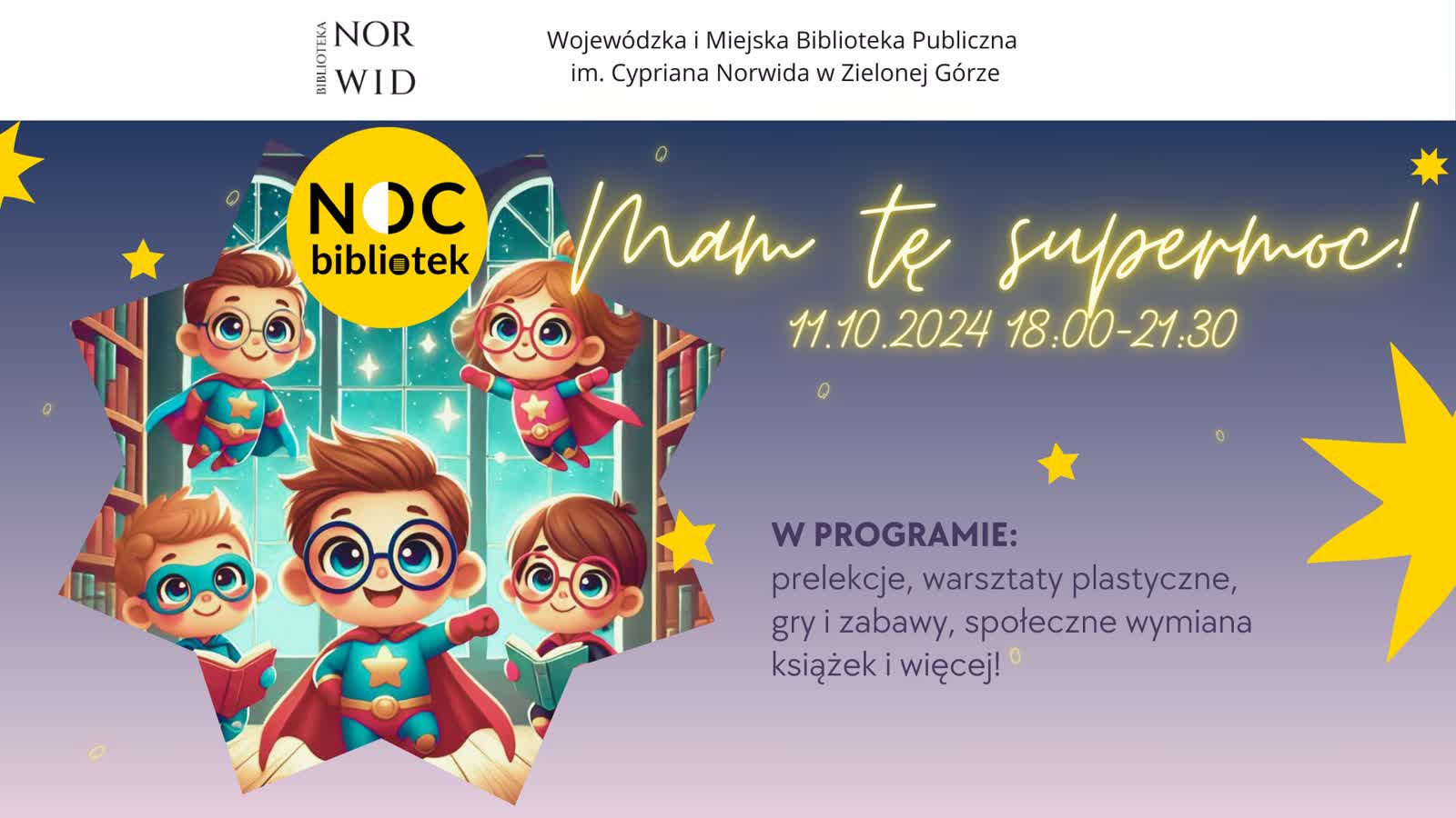 W piątek Noc Bibliotek w Bibliotece Pana Kleksa Radio Zachód - Lubuskie