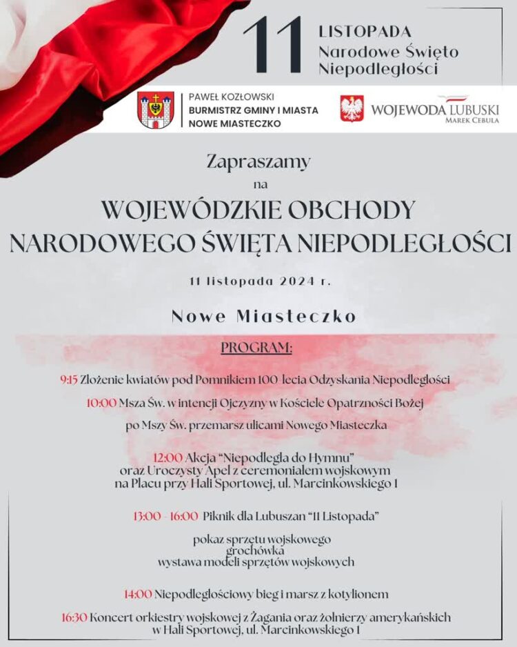 Plakat Święta Niepodległości - Nowe Miasteczko