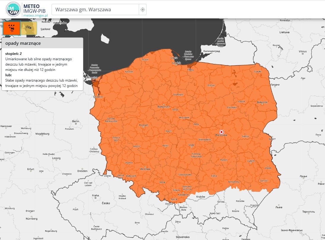 IMGW: ostrzeżenia i alert RCB przed marznącymi opadami i gołoledzią Radio Zachód - Lubuskie