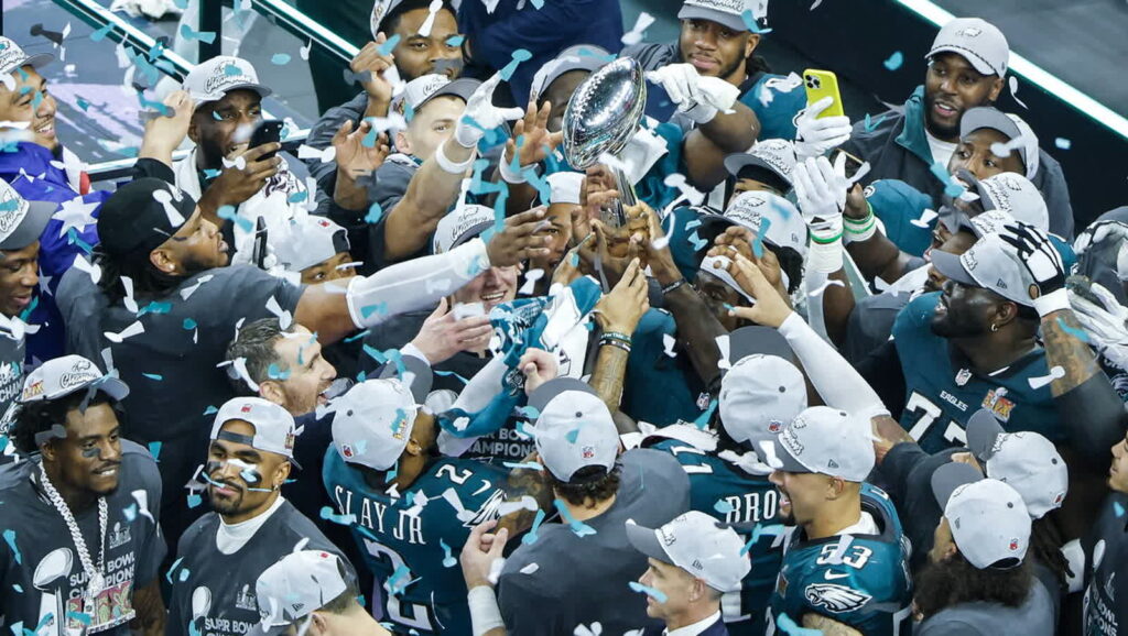 Jedna z największych sensacji i upokorzeń amerykańskiego futbolu. Drugi w historii triumf ekipy Philadelphia Eagles Philadelphia Eagles. Fot. PAP/EPA/CJ GUNTHER