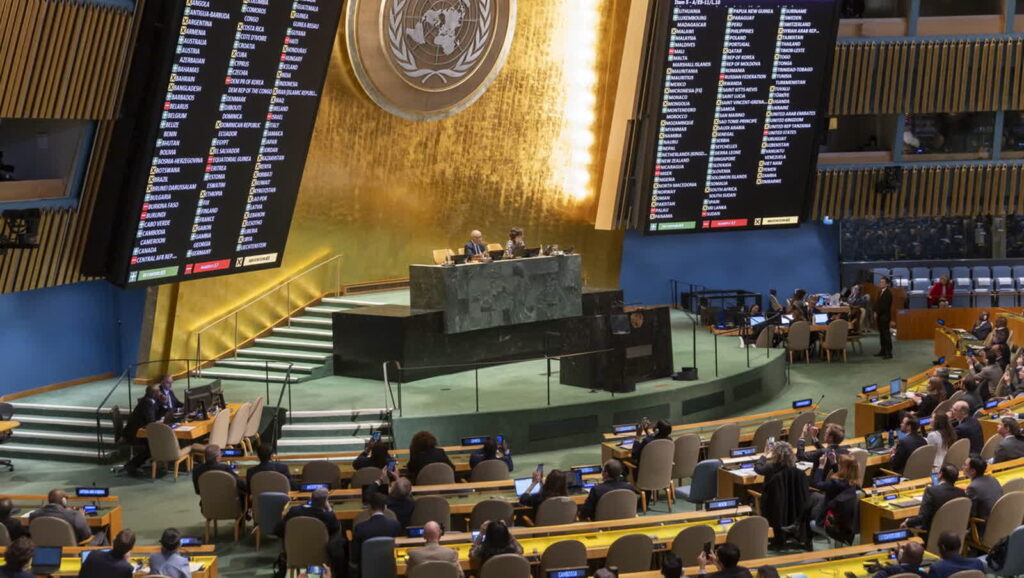 Głosowanie Zgromadzenia Ogólnego ONZ Fot. PAP/EPA/SARAH YENESEL