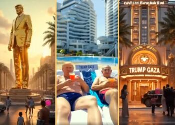 Screen kadrów z filmu "Trump Gaza"