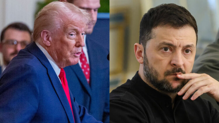 Donald Trump i Wołodymyr Zełenski. Fot. PAP/EPA/SHAWN THEW/Viktor Kovalchuk