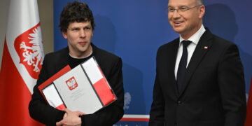 Jesse Eisenberg, Andrzej Duda Fot. PAP/Radek Pietruszka