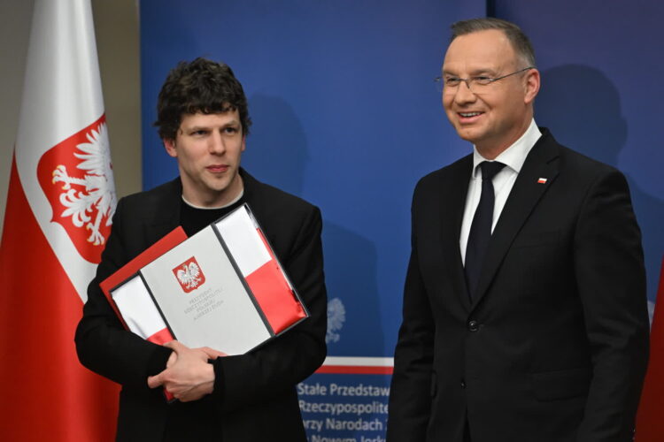 Jesse Eisenberg, Andrzej Duda Fot. PAP/Radek Pietruszka