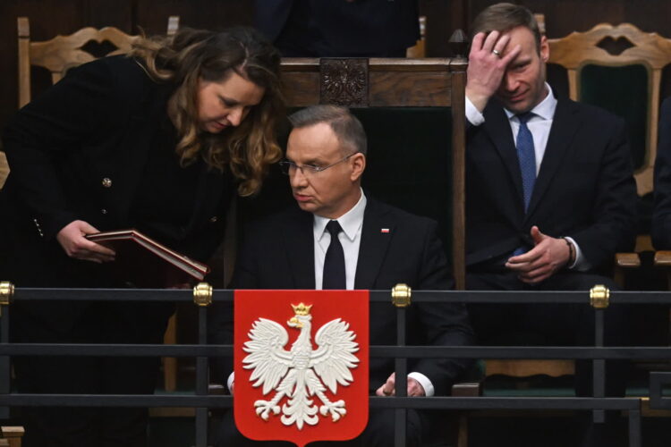 Prezydent Andrzej Duda podczas posiedzenia Sejmu (PAP/Radek Pietruszka)