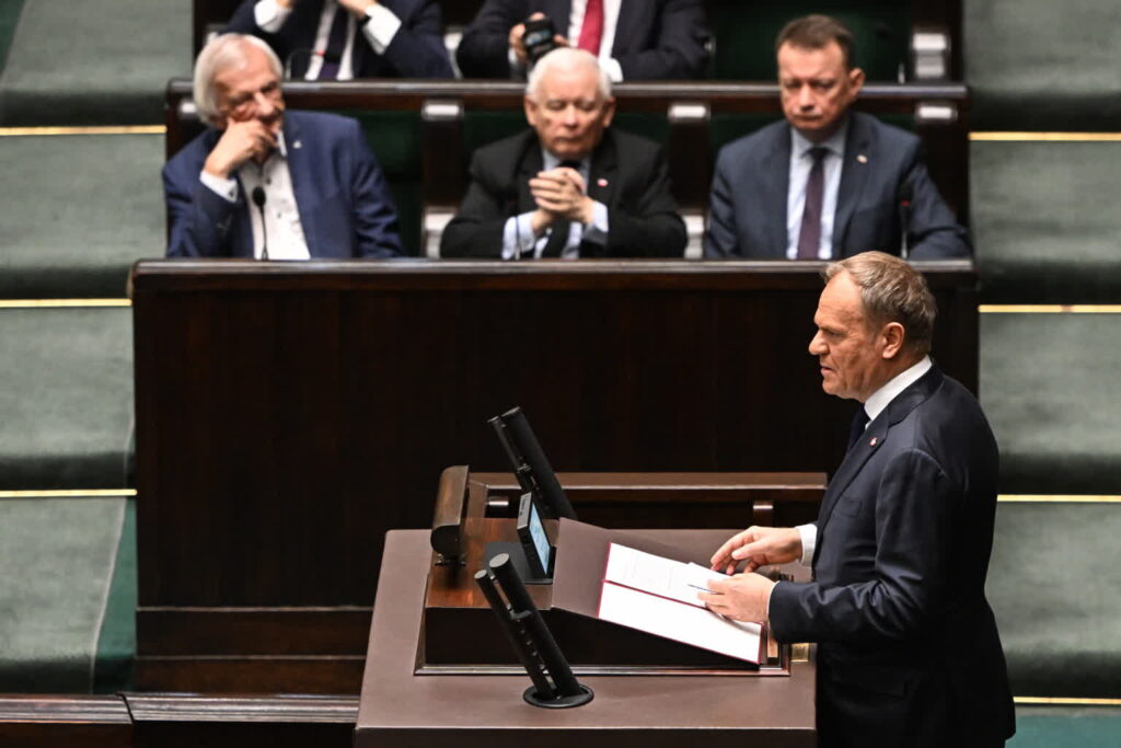 Wystąpienie premiera Donalda Tuska w Sejmie ws. bezpieczeństwa Polski (PAP/Radek Pietruszka)