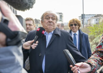 Michel Platini przed ogłoszeniem decyzji szwajcarskiego sądu (PAP/EPA/URS FLUEELER)