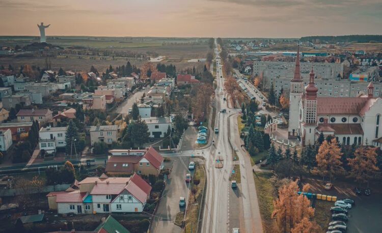 Ulica Sulechowska w Świebodzinie - widok z lotu ptaka (Gmina Świebodzin)