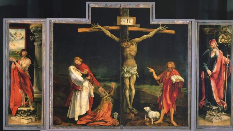 Matthias Grünewald „Ukrzyżowanie” (Ołtarz z Isenheim). Fot. Wikipedia