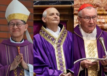 Luis Antonio Tagle, Matteo Zuppi i Pietro Parolin Fot. PAP/Andrzej Jackowski/EPA/FABIO FRUSTACI/ANGELO CARCONI