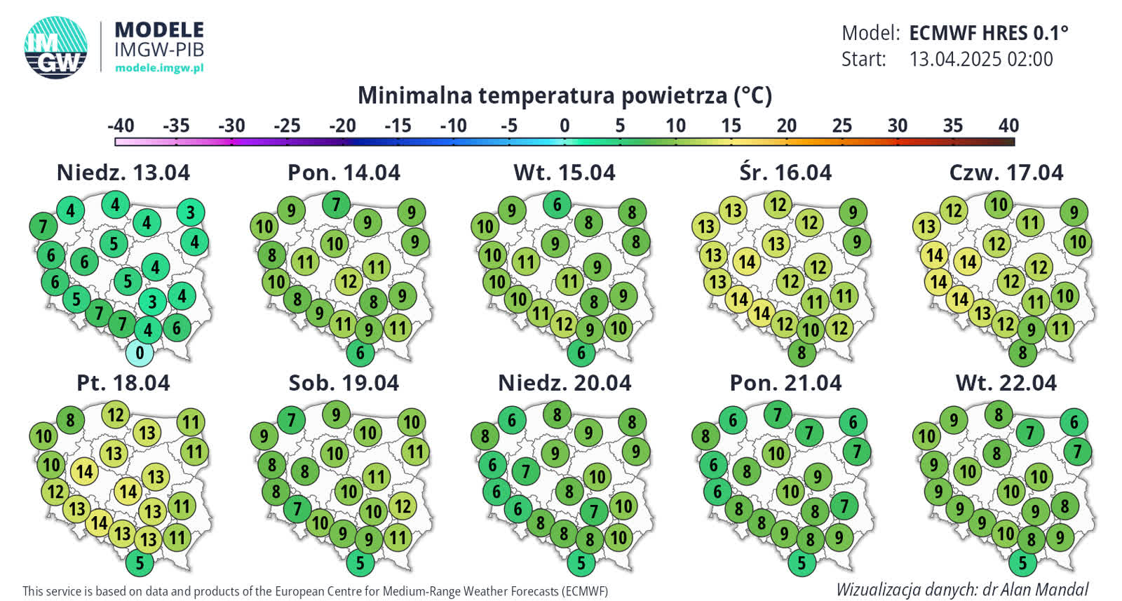 Najbliższe dni ciepłe. Do 23 stopni na początku tygodnia 11 ECMWF_T2_MIN.png