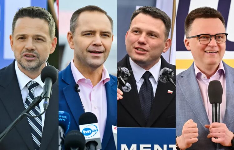 Miesiąc do wyborów prezydenckich. Komu spada, a komu wzrasta poparcie? Sondaż 9 Fot. PAP/Piotr Polak, Przemysław Piątkowski,Marcin Bielecki, Marcin Gadomski