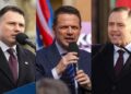 Sławomir Mentzen, Rafał Trzaskowski i Karol Nawrocki. Fot. PAP/Krzysztof Ćwik/Jarek Praszkiewicz/Tytus Żmijewski