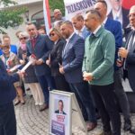 Kampania prezydencka 2025. Zielonogórscy politycy PO, PSL, Nowej Lewicy i Polski 2050 wspierają Rafała Trzaskowskiego (fot. Piotr Bakselerowicz)