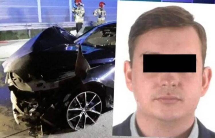 Sebastian M. jest podejrzany o spowodowanie śmiertelnego wypadku na autostradzie A1, w którym zginęła trzyosobowa rodzina. Fot. Łódzka policja
