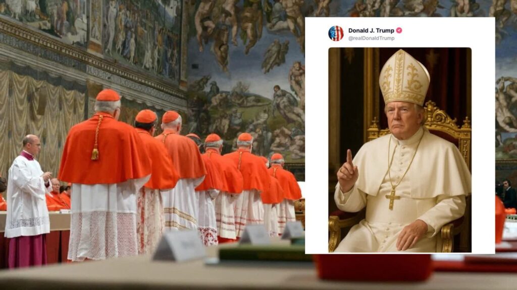 Biały Dom publikuje zdjęcie Trumpa jako papieża stworzone przez AI 3 Kolaż zdjęć Konferencja Episkopatu Polski/FB i x.com/WhiteHouse