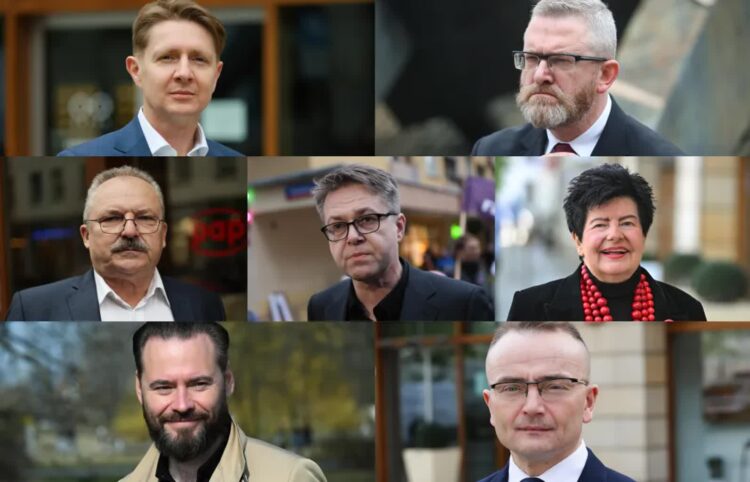 Artur Bartoszewicz, Grzegorz Braun, Marek Jakubiak, Maciej Maciak, Joanna Senyszyn, Krzysztof Stanowski i Marek Woch Fot. PAP