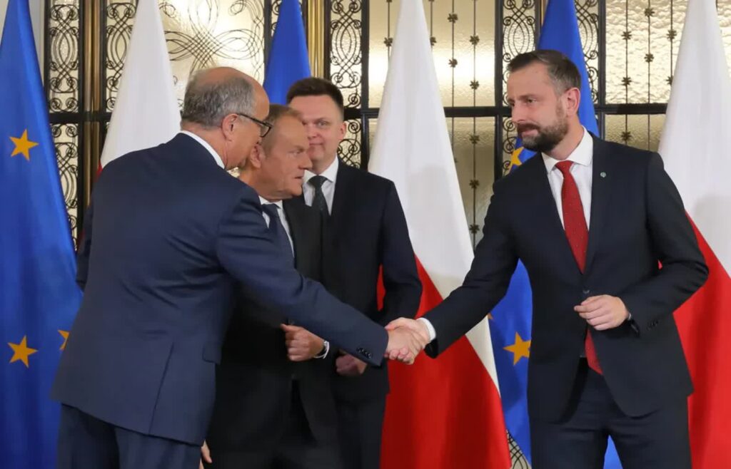 Włodzimierz Czarzasty, Donald Tusk, Szymon Hołownia i Władysław Kosiniak-Kamysz. Fot. PAP/Paweł Supernak