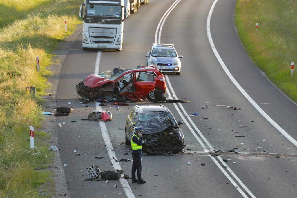 W pierwszy wakacyjny weekend na polskich drogach zginęło 11 osób 1 Śmiertelny wypadek na DK16 (PAP/Tomasz Waszczuk)