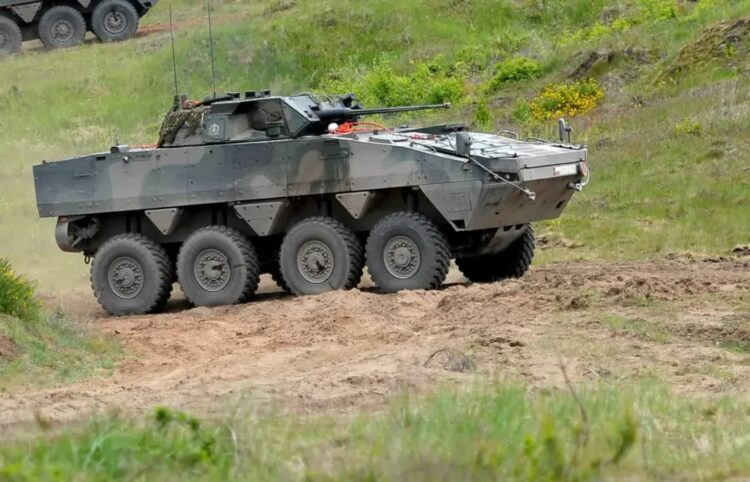 Kołowy transporter opancerzony "Rosomak" podczas ćwiczeń na poligonie - zdjęcie ilustracyjne Fot. PAP/Marcin Bielecki