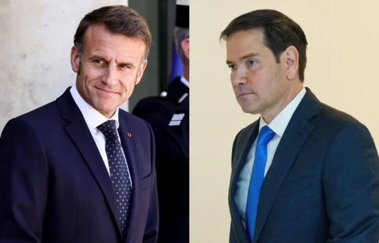 Prezydent Francji Emmanuel Macron i sekretarz stanu USA Marco Rubio. Fot. PAP/EPA/Teresa Suarez/KEN CEDENO / POOL