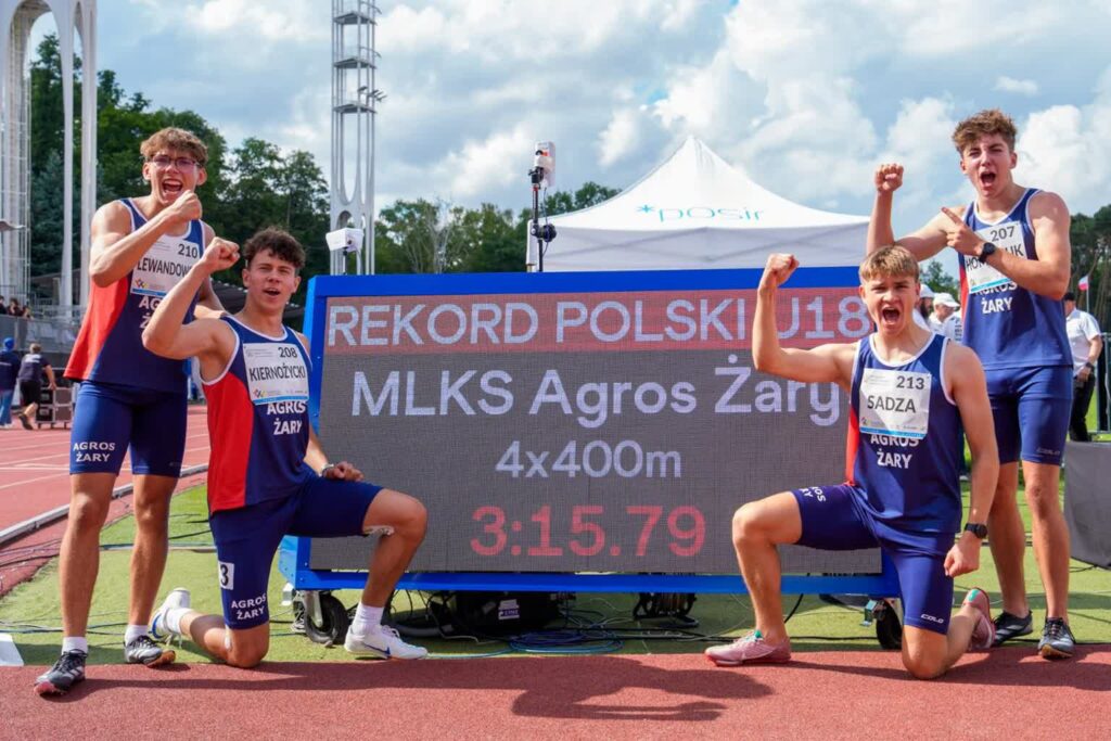 Rekord Polski sztafety Agrosu na zakończenie Ogólnopolskiej Olimpiady Młodzieży! fot. Facebook/Lubuski Związek Lekkiej Atletyki