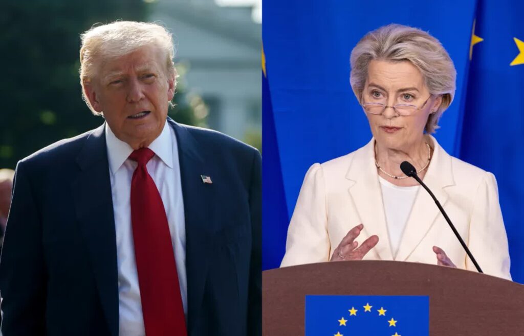 Donald Trump i Ursula von der Leyen. Fot. PAP/EPA/WILL OLIVER/POOL/JESSICA LEE