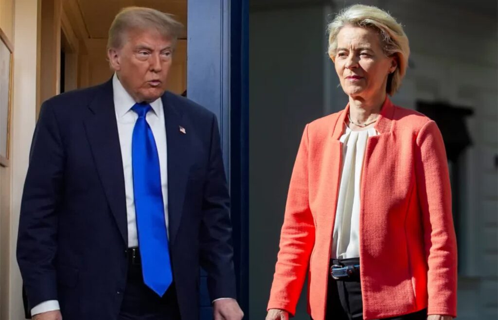 Prezydent USA Donald Trump i przewodnicząca KE Ursula von der Leyen. Fot. PAP/EPA/YURI GRIPAS /DUMITRU DORU/ POOL